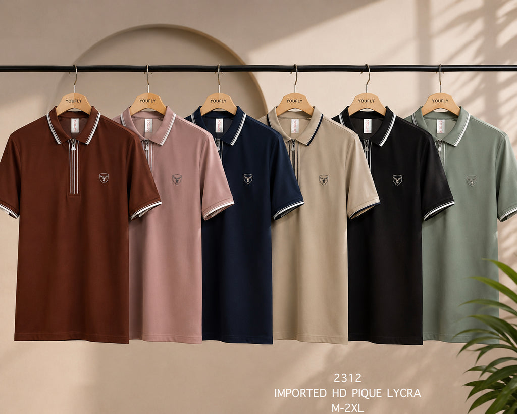 Premium HD Pique Lycra Zipper Polos