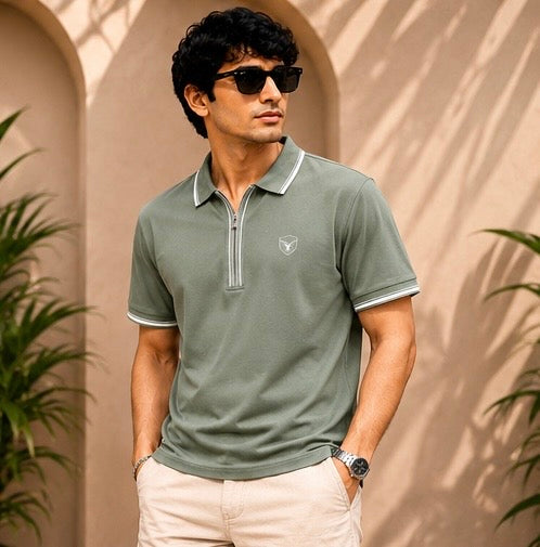 Premium HD Pique Lycra Zipper Polos