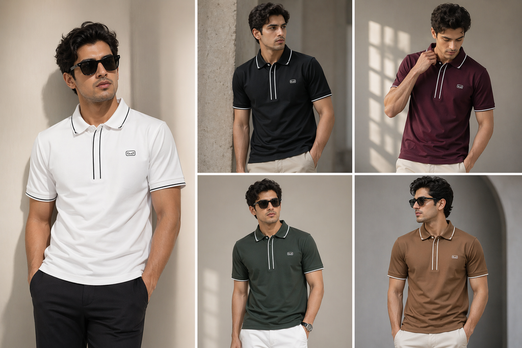 Premium Eye Brick Knit Lycra Polo