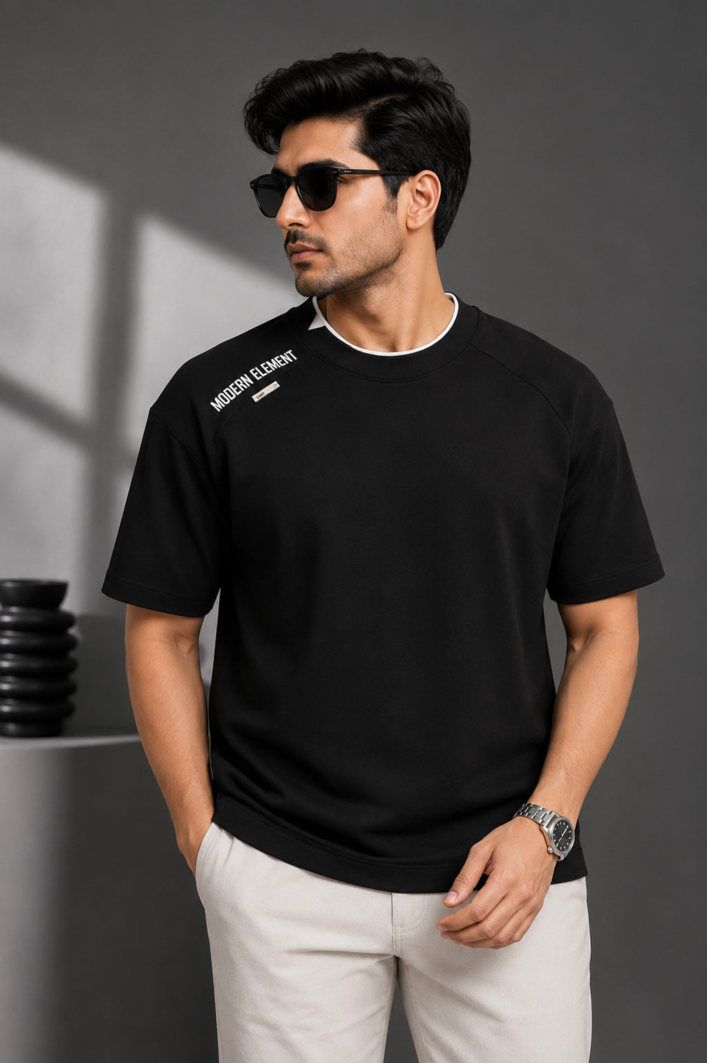 MODERN ELEMENT STYLISH CUT ROUND NECK