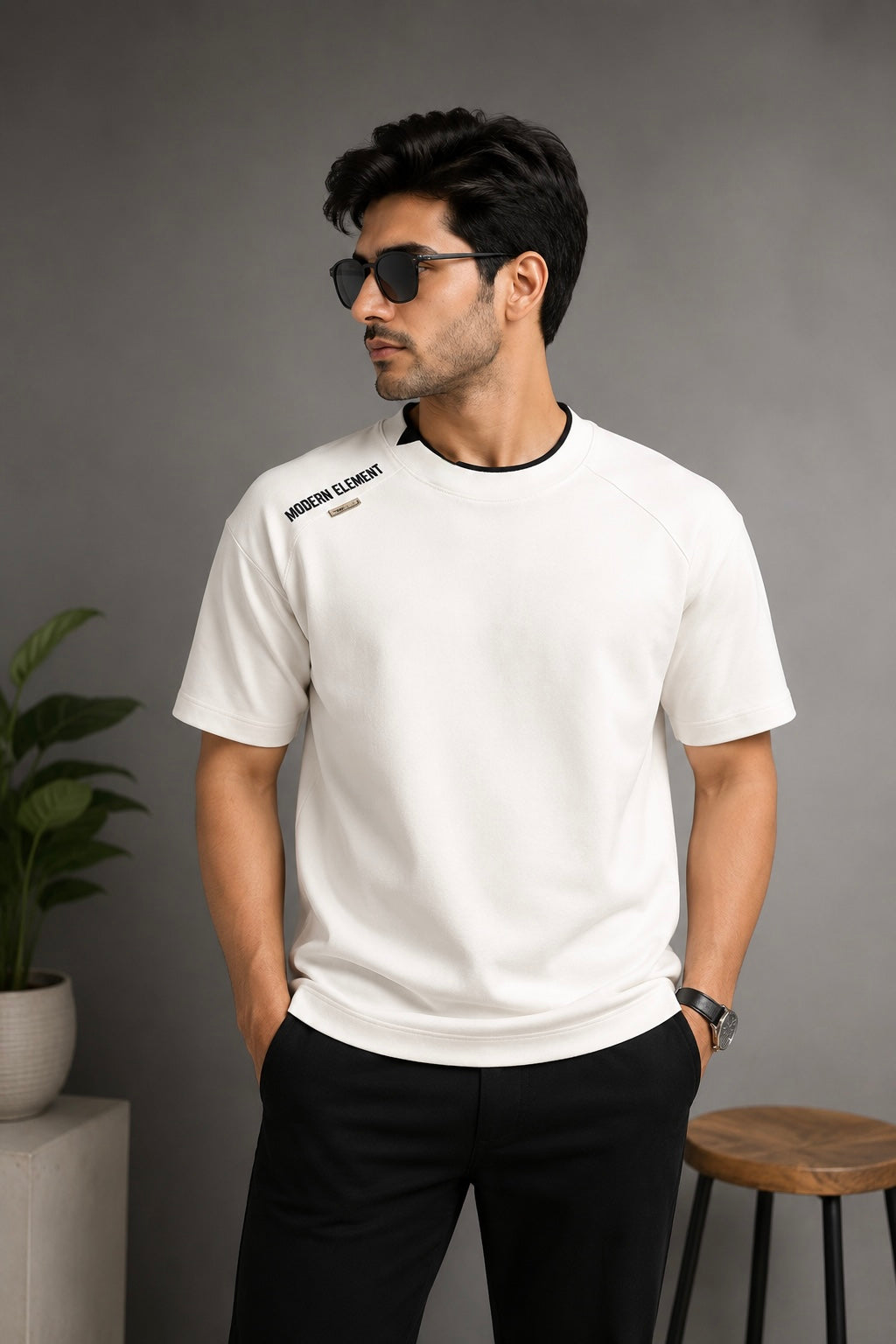 MODERN ELEMENT STYLISH CUT ROUND NECK